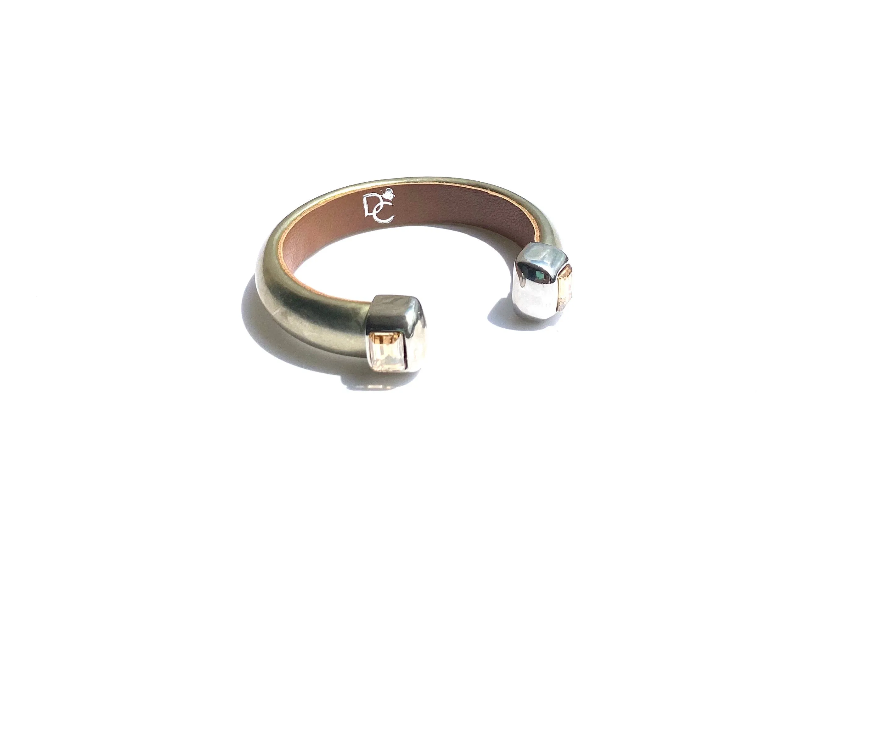 Single Cuff Bracelet with Stones- Metallic Gold