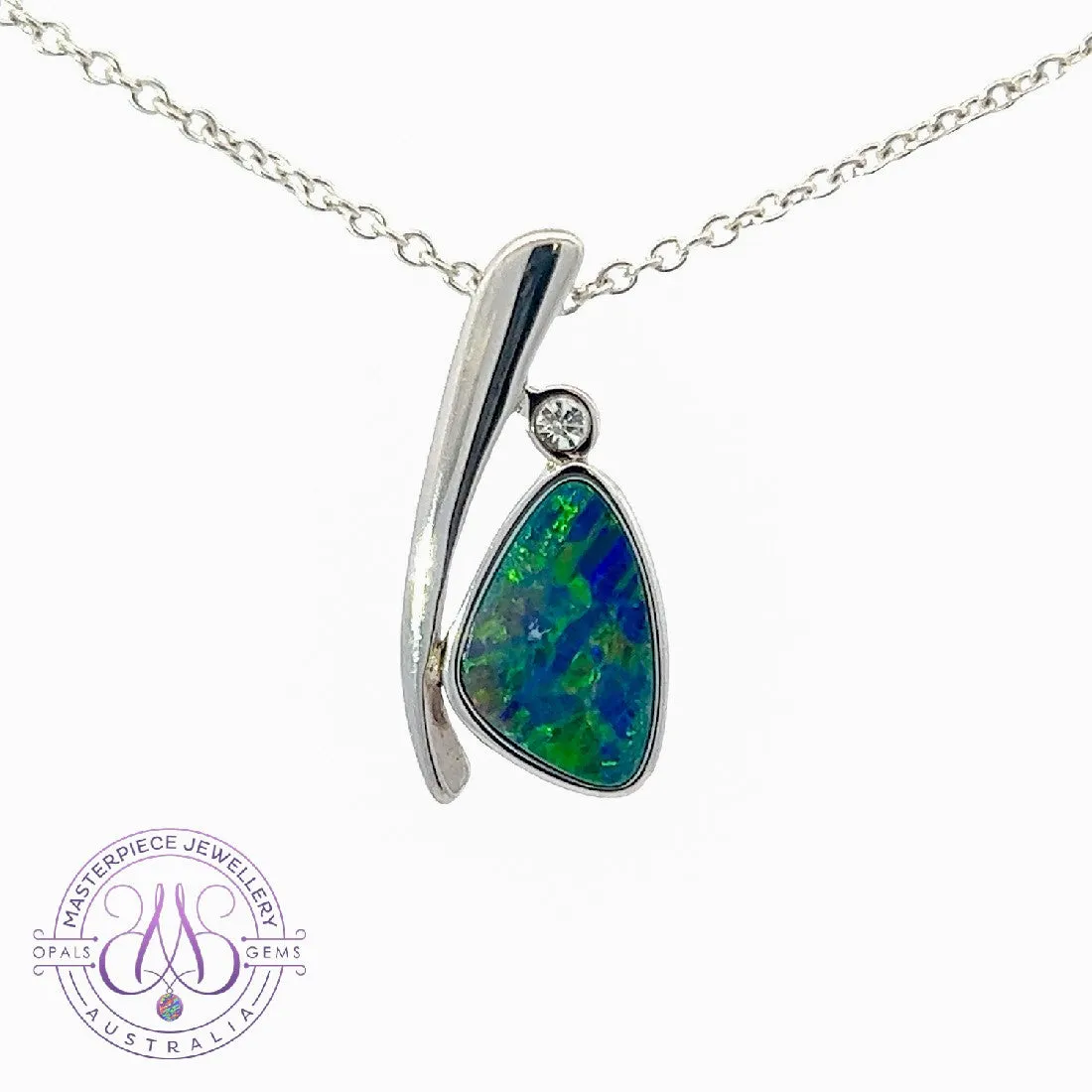 Sterling Silver Opal doublet 20.7x9.4mm pendant
