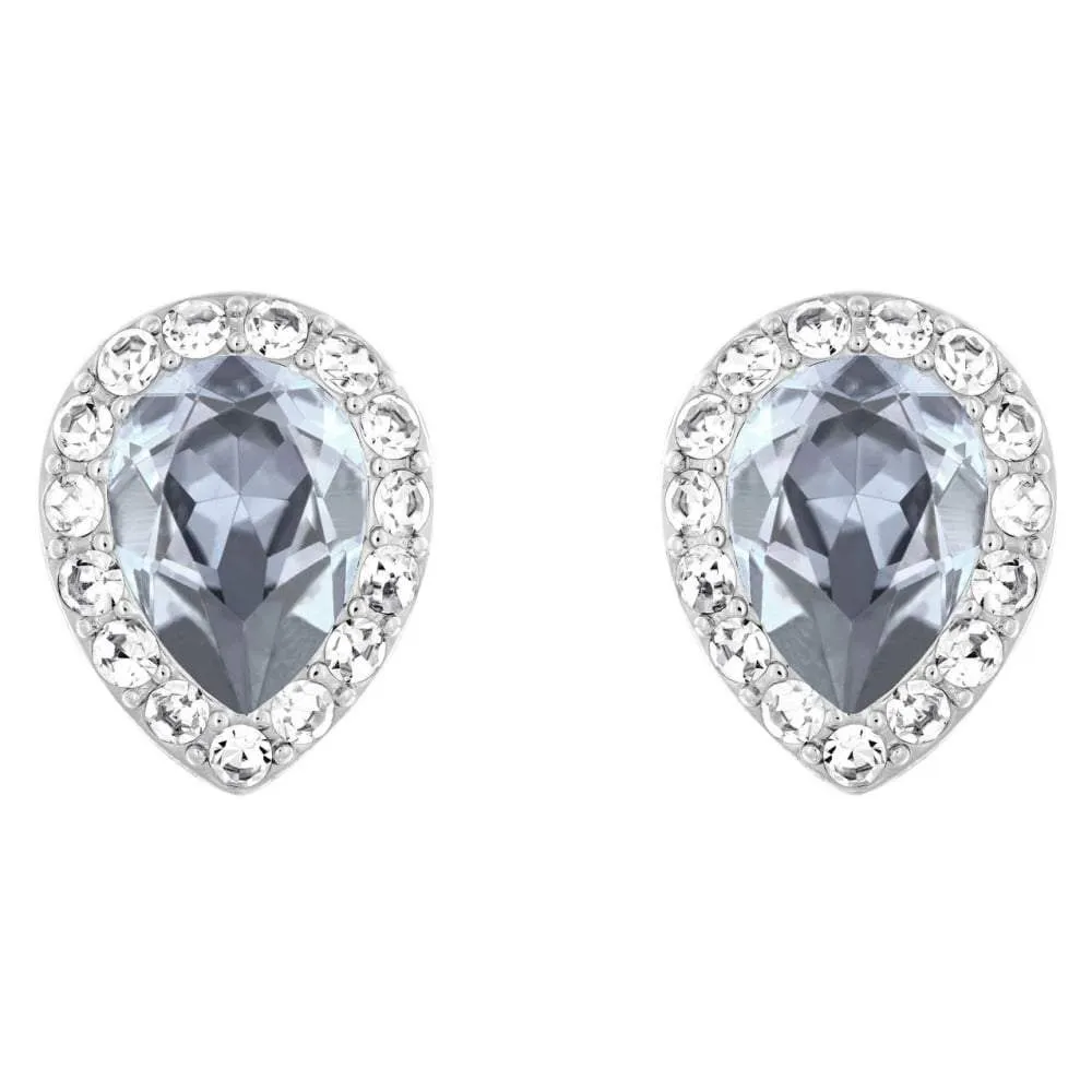 SWAROVSKI Christie Pear Rhodium with Blue & Clear Crystal Stud Earrings #5113783