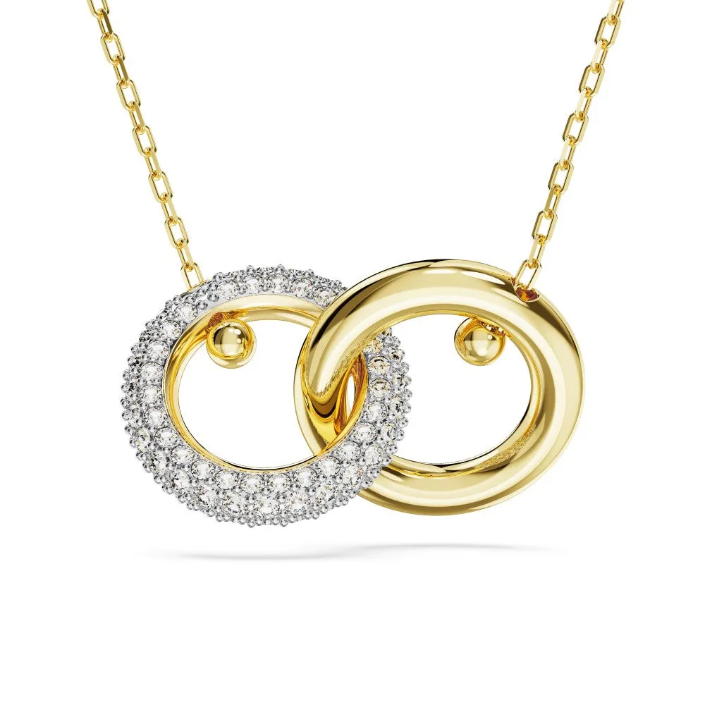 Swarovski Dextera Interlocked Loop Necklace - White, Gold-Tone Plated