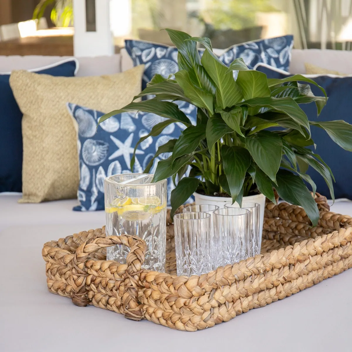 Water Hyacinth Trays With Handles Rectangular