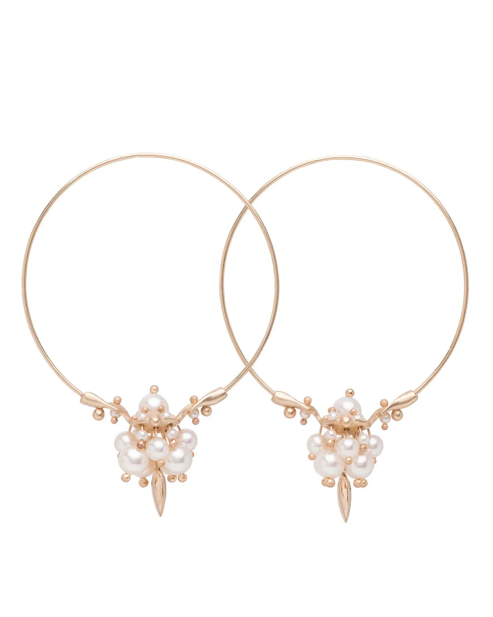 White Pearl Cluster Hoop Earrings
