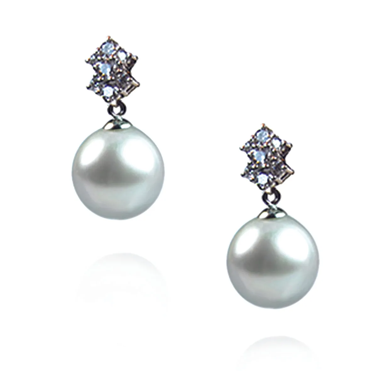 White South Sea Pearl & Diamond 'Tsarina' Cascade Drop  Earrings