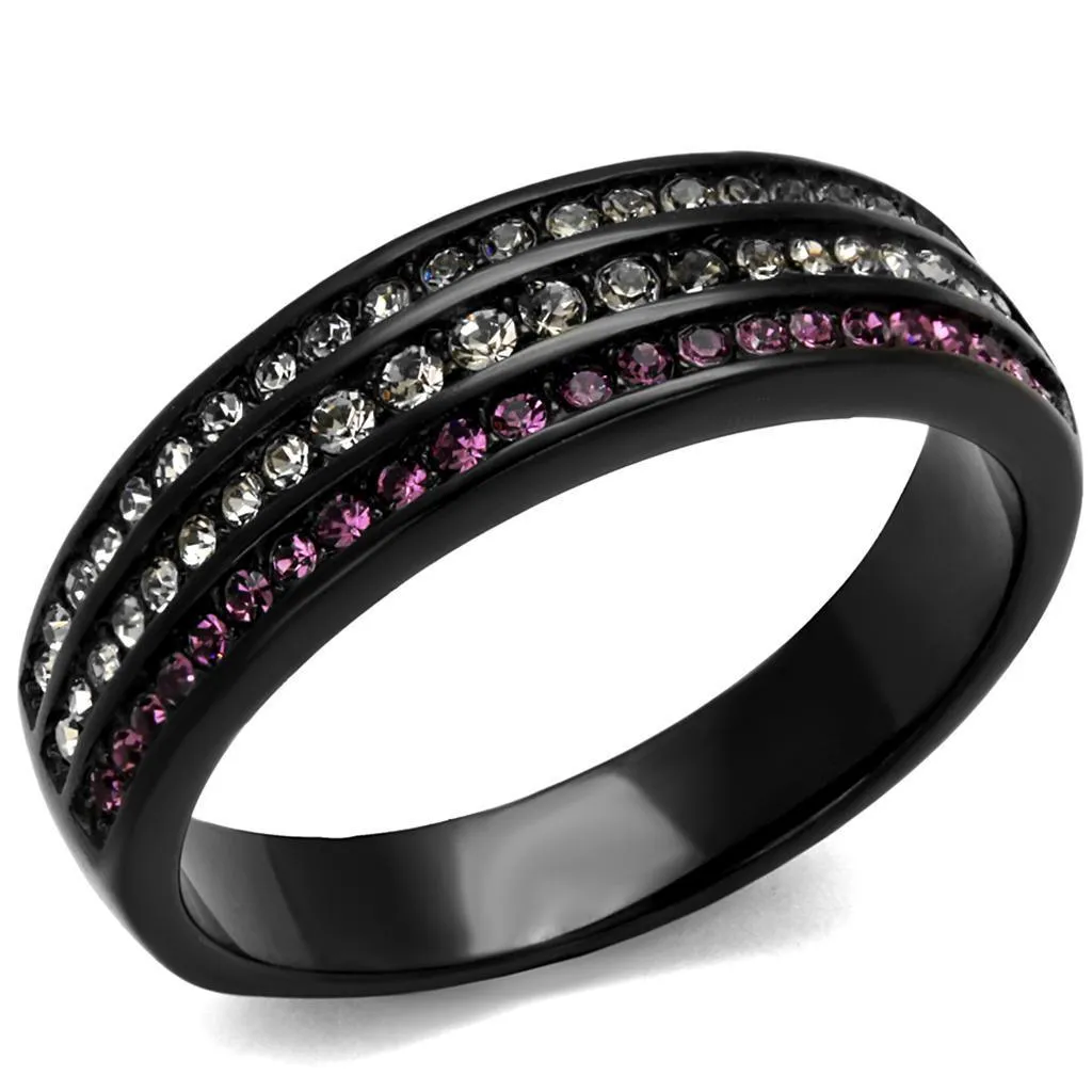 Women Stainless Steel Synthetic Amethyst Multi Crystal