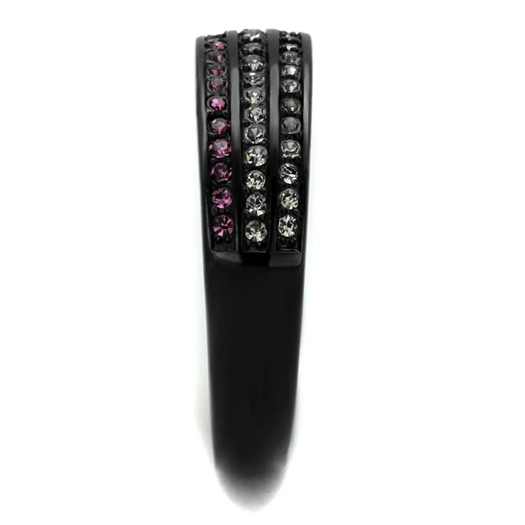 Women Stainless Steel Synthetic Amethyst Multi Crystal