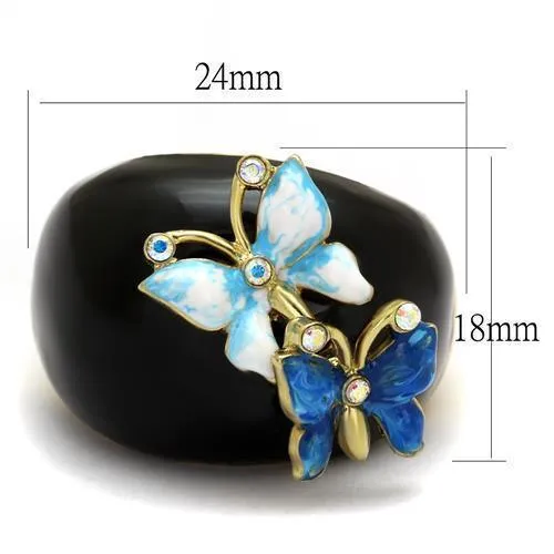 Women Stainless Steel Synthetic Crystal Rings Blue