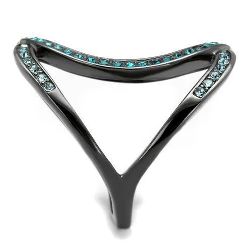 Women Stainless Steel Synthetic Crystal Rings Light Black