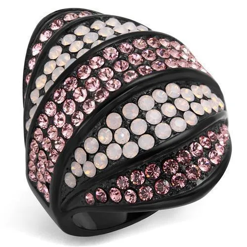 Women Stainless Steel Synthetic Crystal Rings Pale Pink