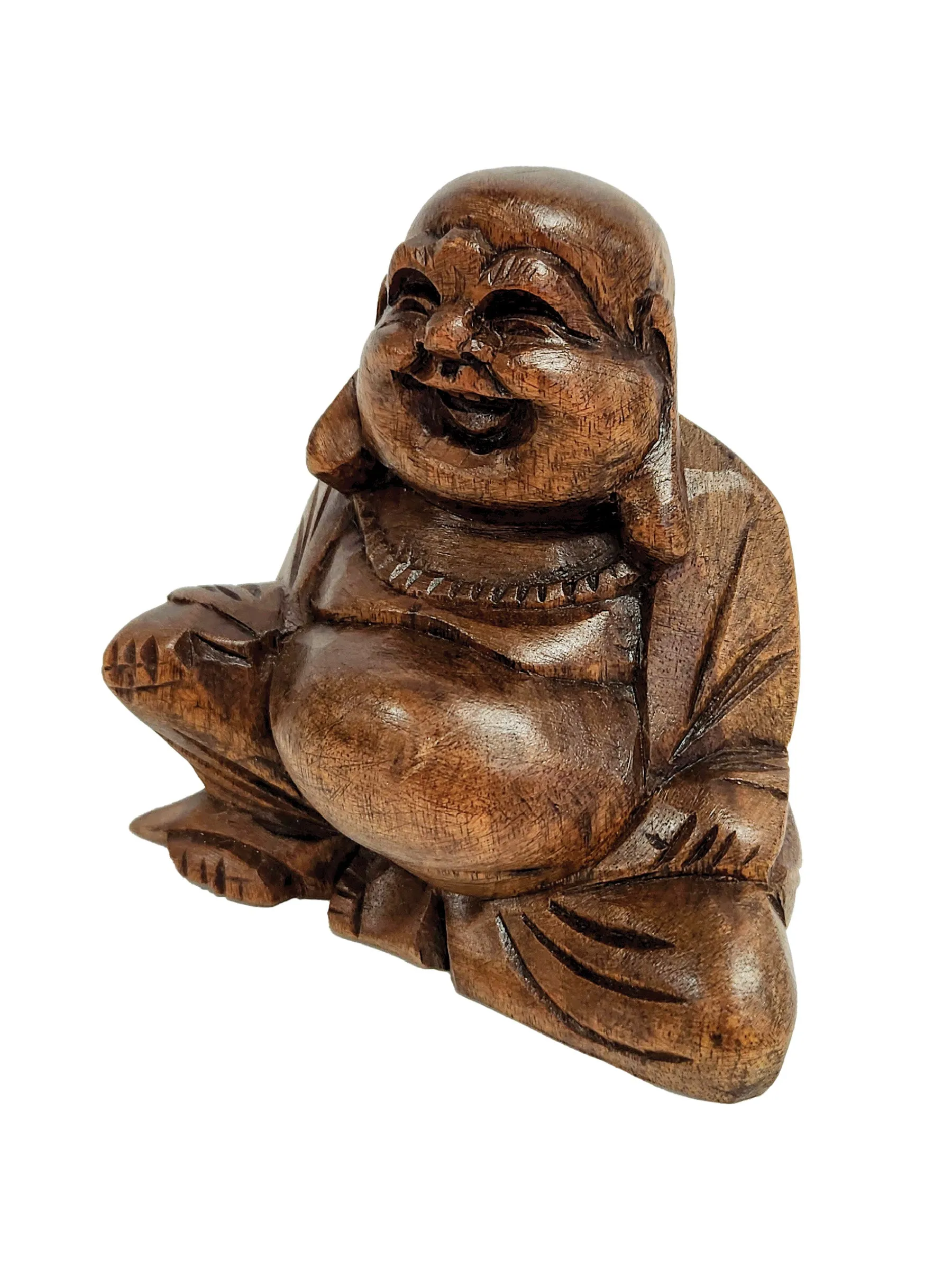 Wooden Happy Buddha Statue